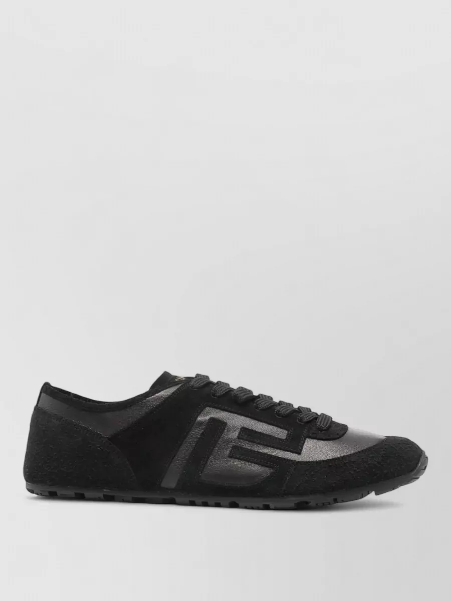 Balmain Round Toe Silk Nylon Low Sneakers