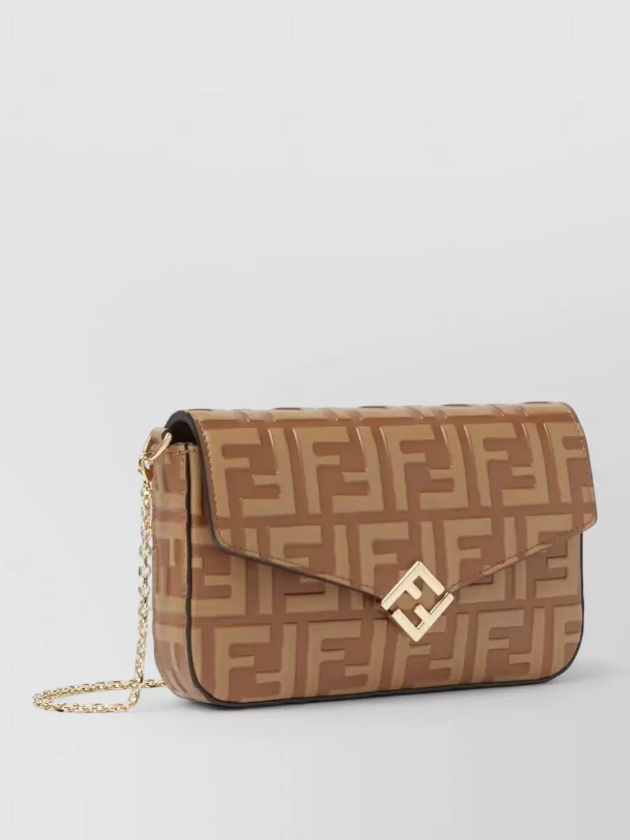 Fendi Ff Diamonds Leather Wallet Chain Bag