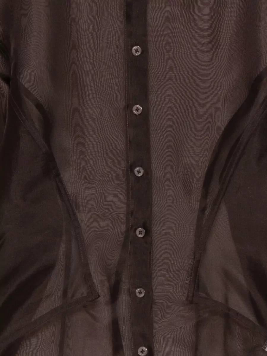 Staud Aida Silk Sheer Long Sleeve Shirt