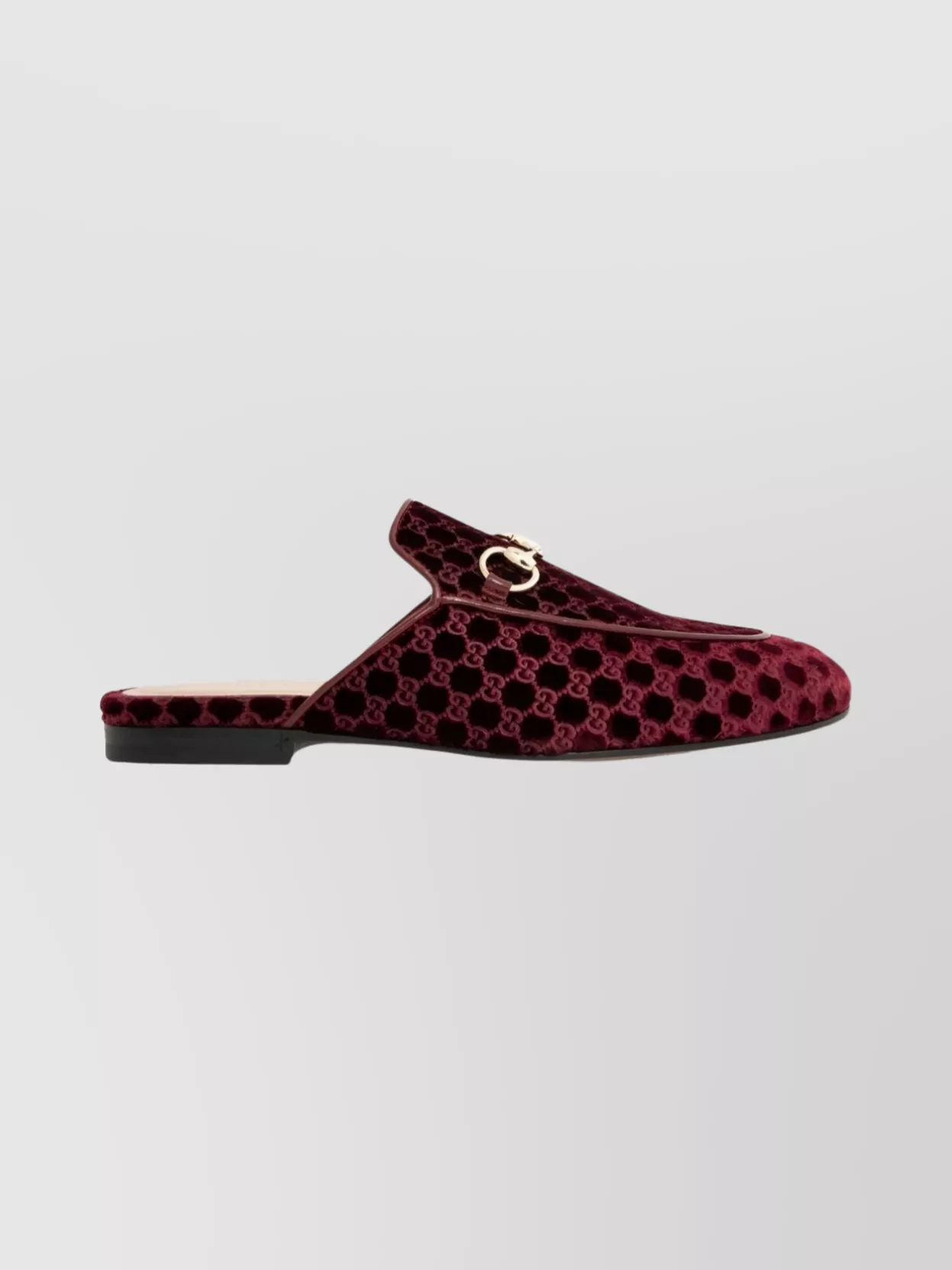 Gucci Velvet Slippers Featuring Horsebit Detail In Burgundy