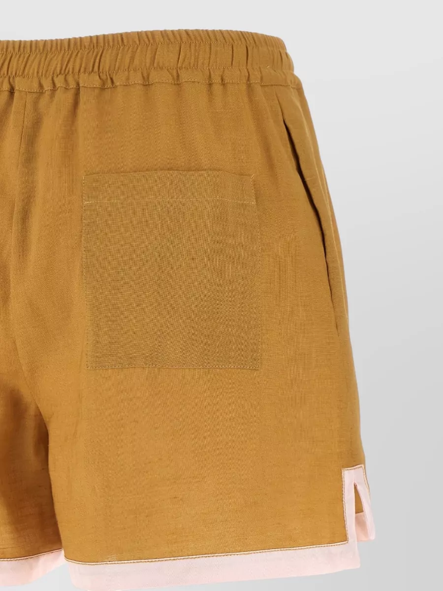 Marni Linen Shorts Button Detail Contrast Hem