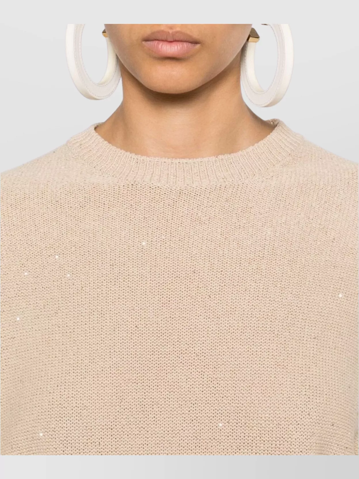 Fabiana Filippi Crewneck Sweater With Cap Sleeves And Sequin Embellishment