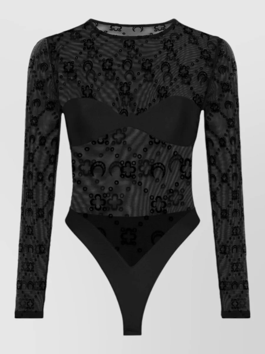 Marine Serre printed mesh long-sleeve bodysuit