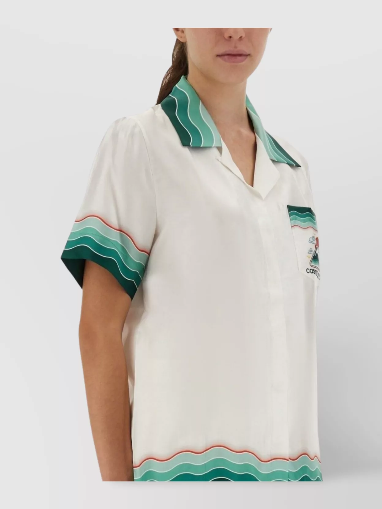 Casablanca Pocket Collar Print Sleeve Top