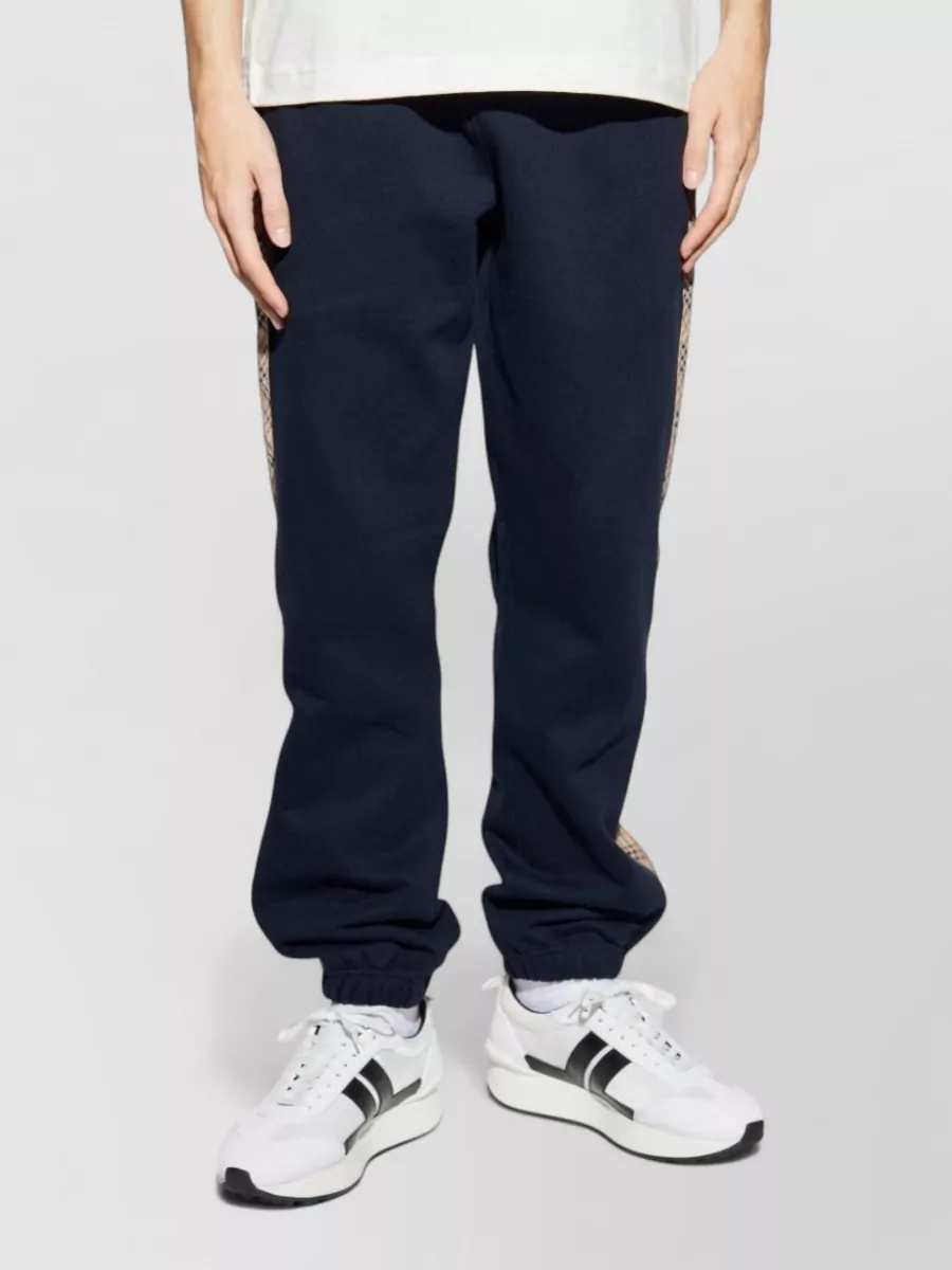 Burberry Cotton Track Pants Elastic Waist Side Stripes