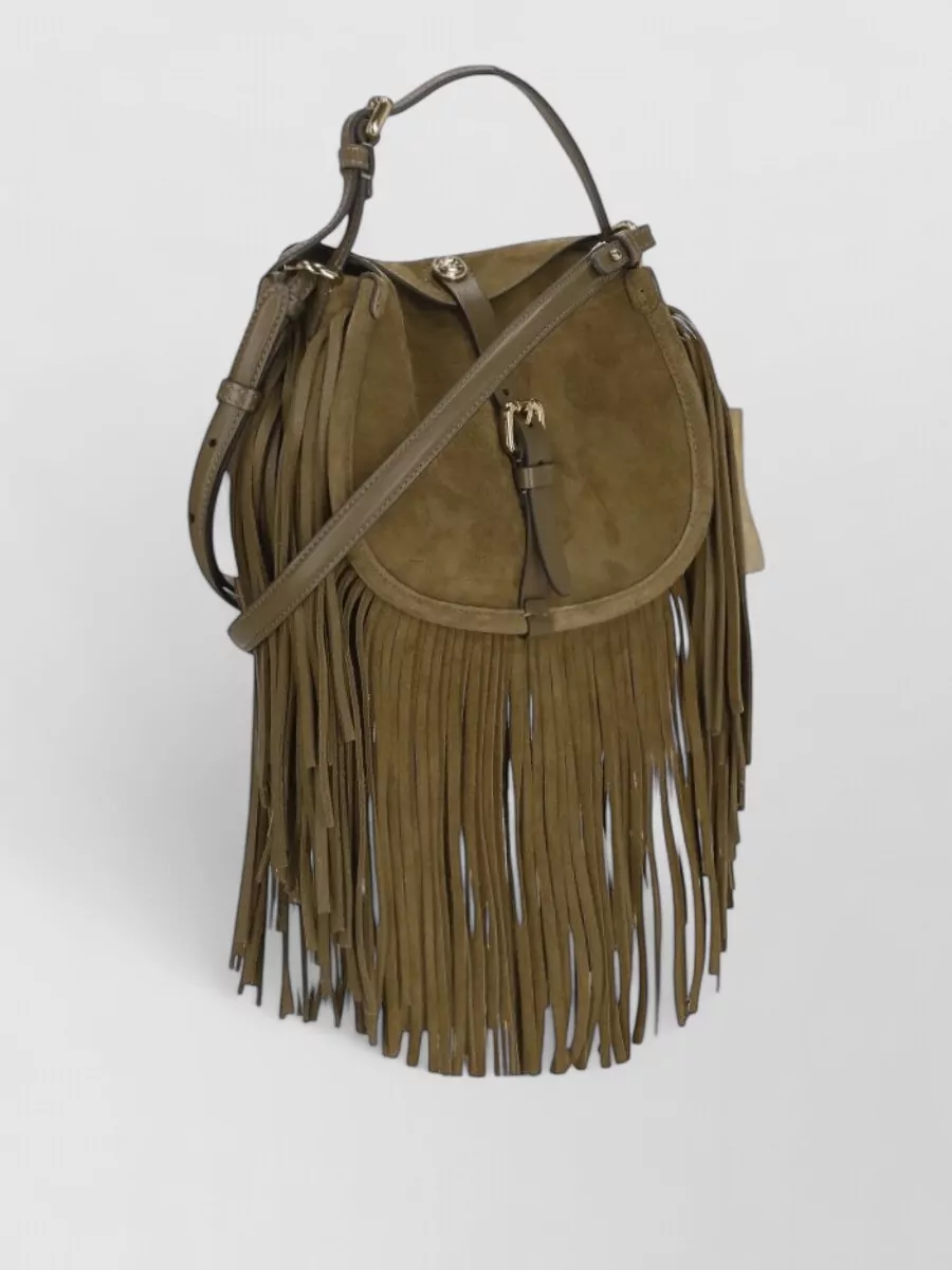 Etro Small Calf Leather Fringe Shoulder Bag