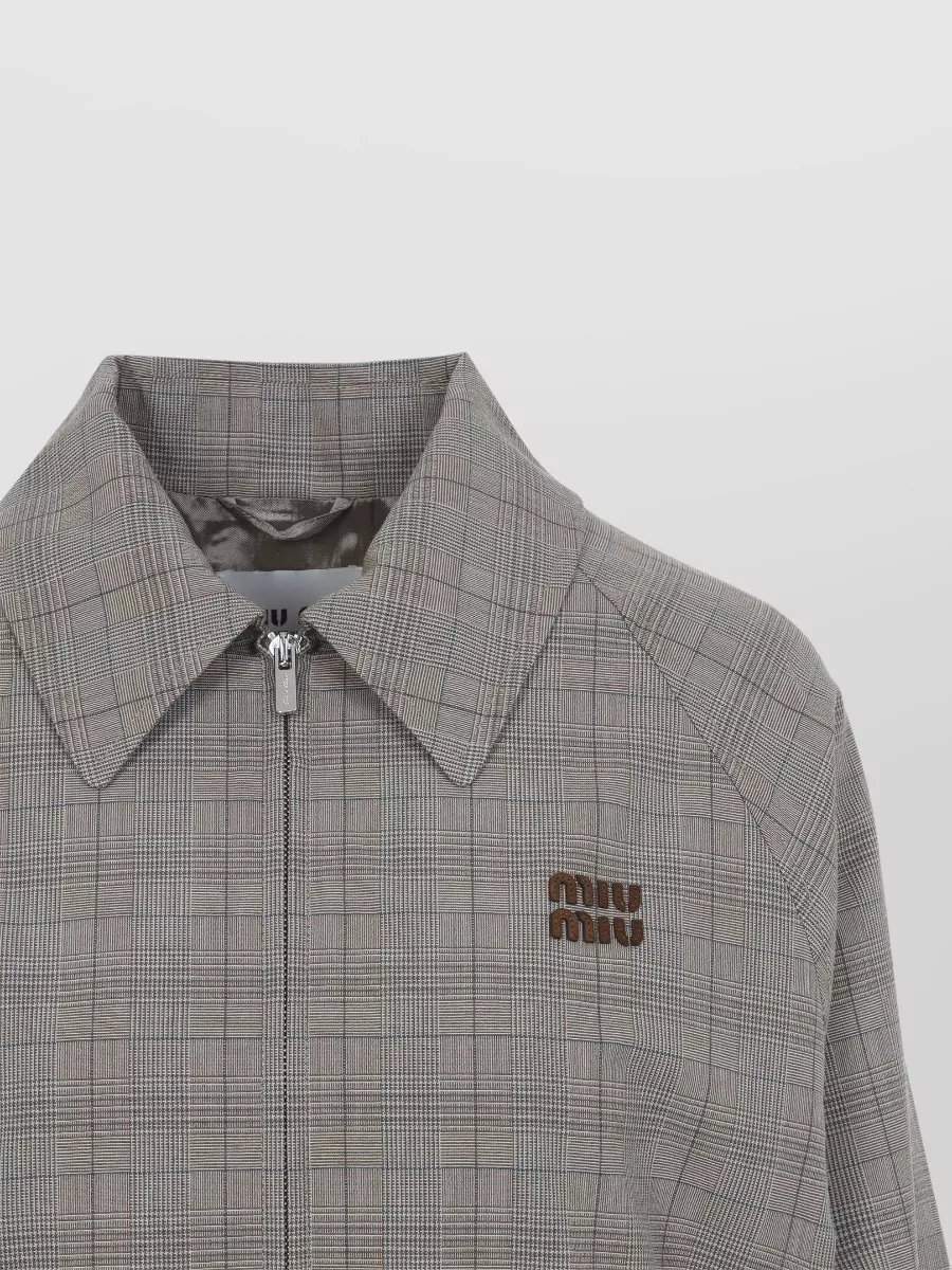 Miu Miu Wool Checked Relaxed-Fit Bomber Jacket