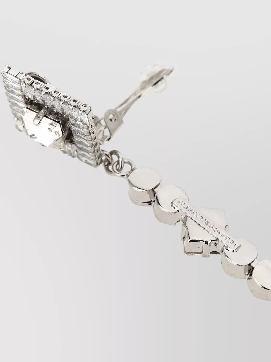 Alessandra Rich Crystal Pearl Pendant Earrings