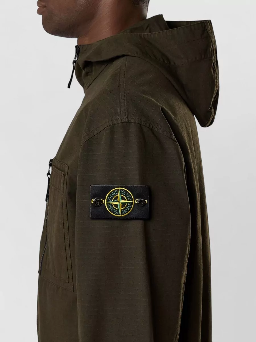 Stone Island Cotton Hooded Zip-Up Jacket