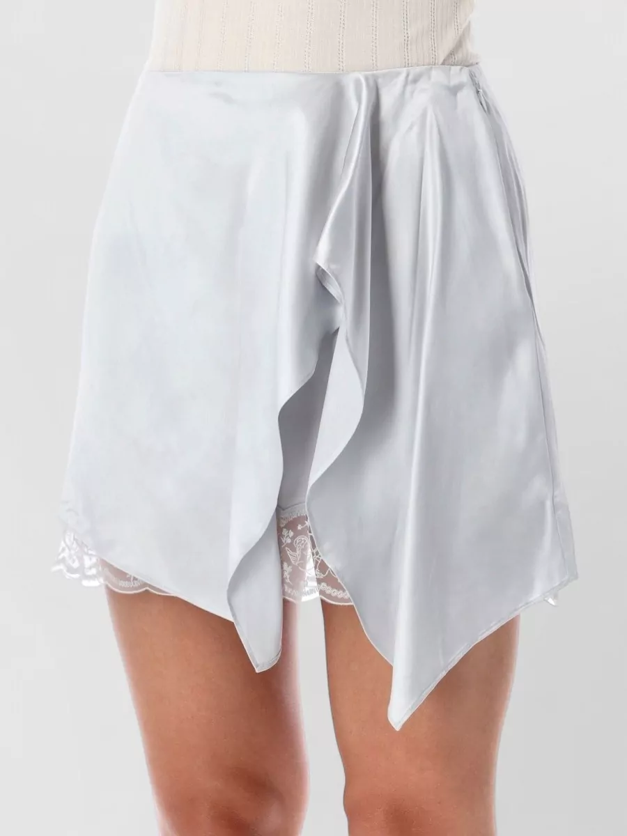 Acne Studios Satin Asymmetric Ruffled Mini Wrap Skirt