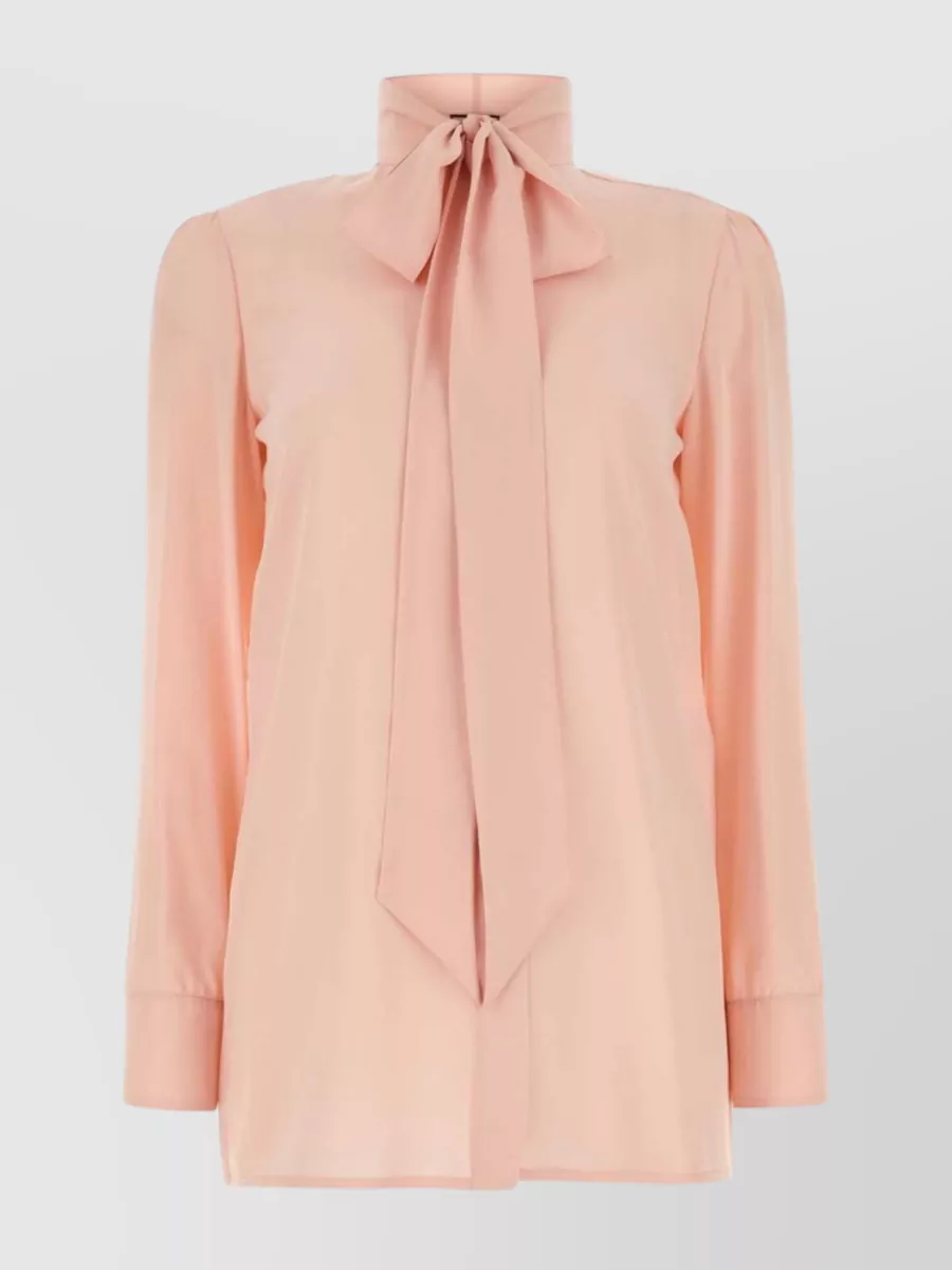 Shop Gucci Silk Shirt With Bow And Long Sleeves In Pastel