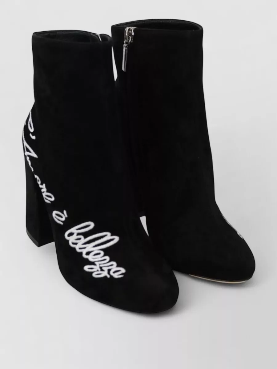 Dolce&Gabbana Suede Embroidered Ankle Boots