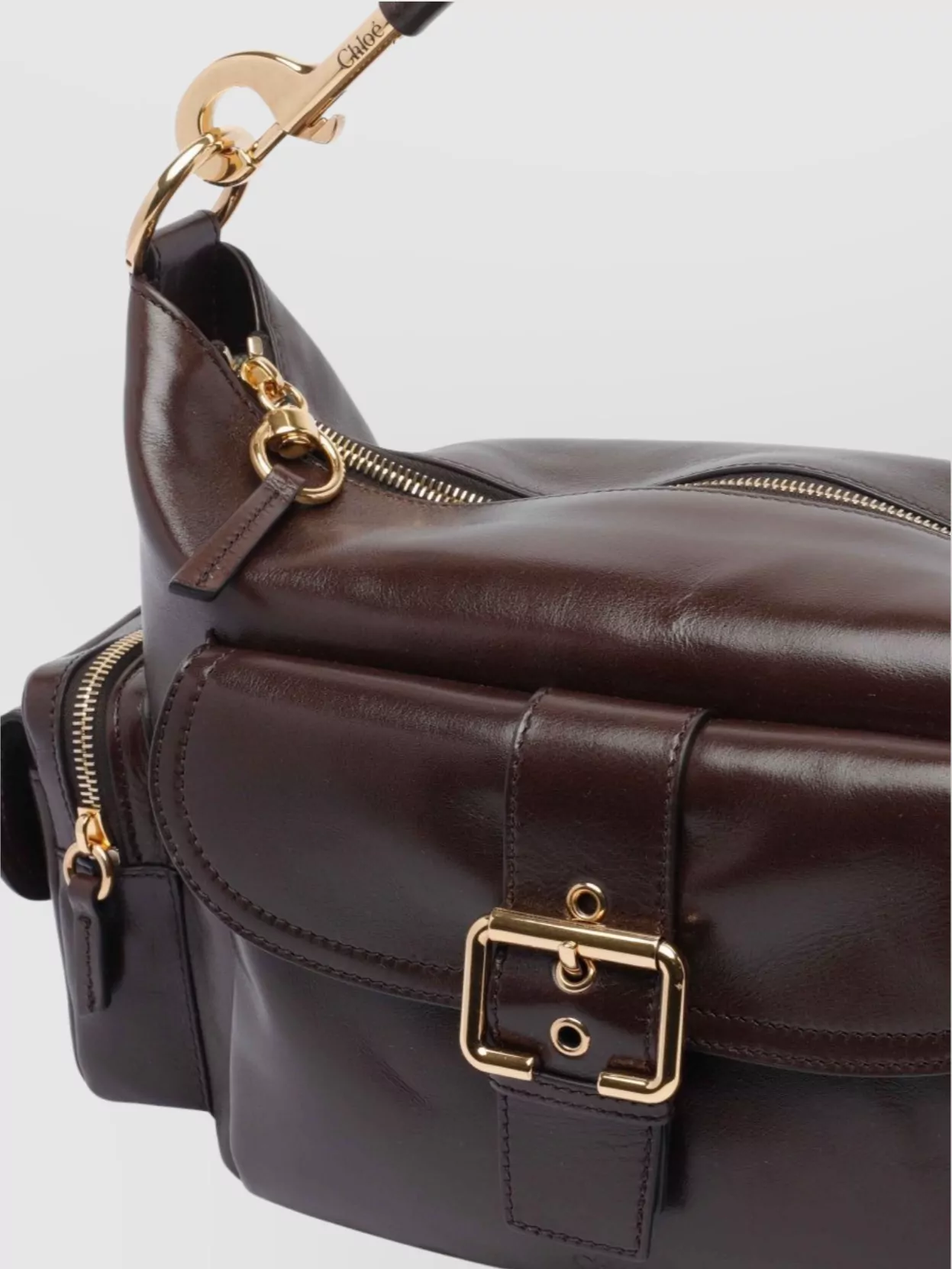 Chloé Leather Camera Bag Buckle Detail