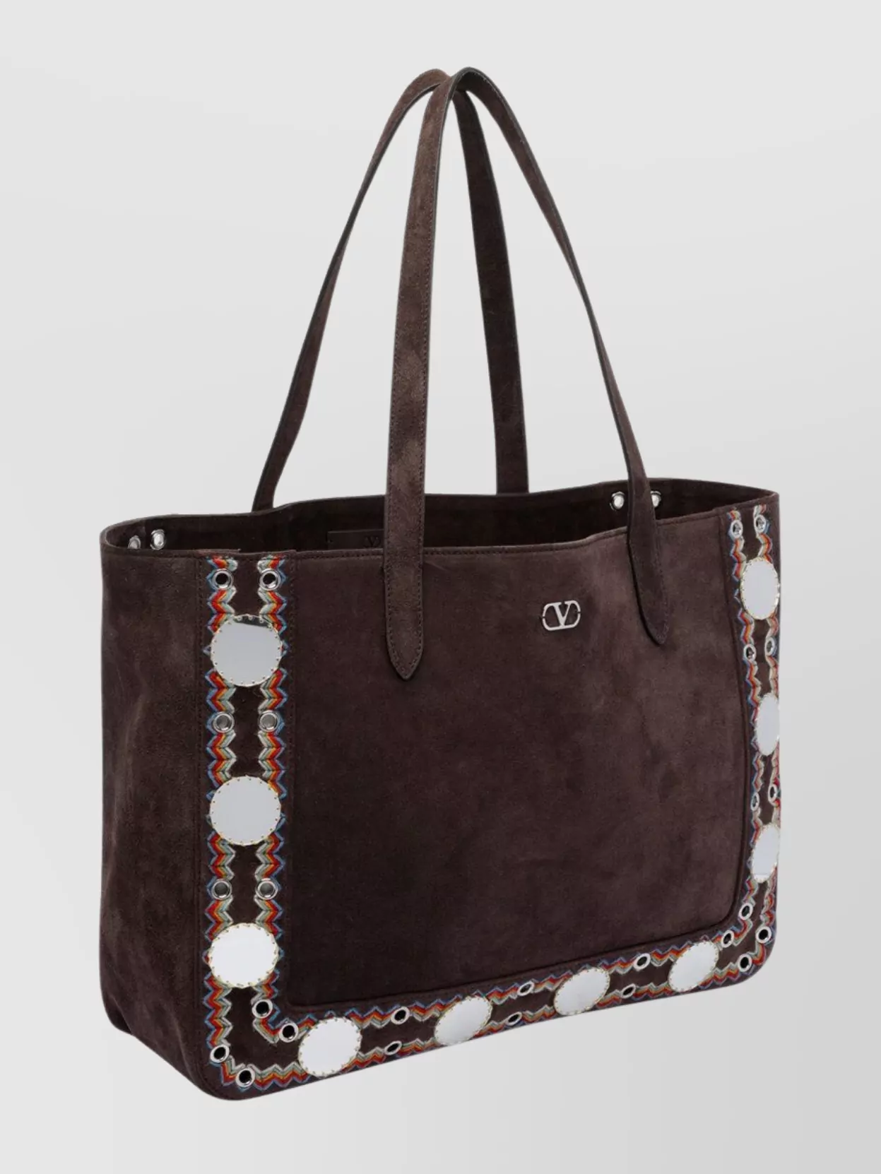 Valentino Garavani Suede Shopper Bag With Dual Handles And Embellishments