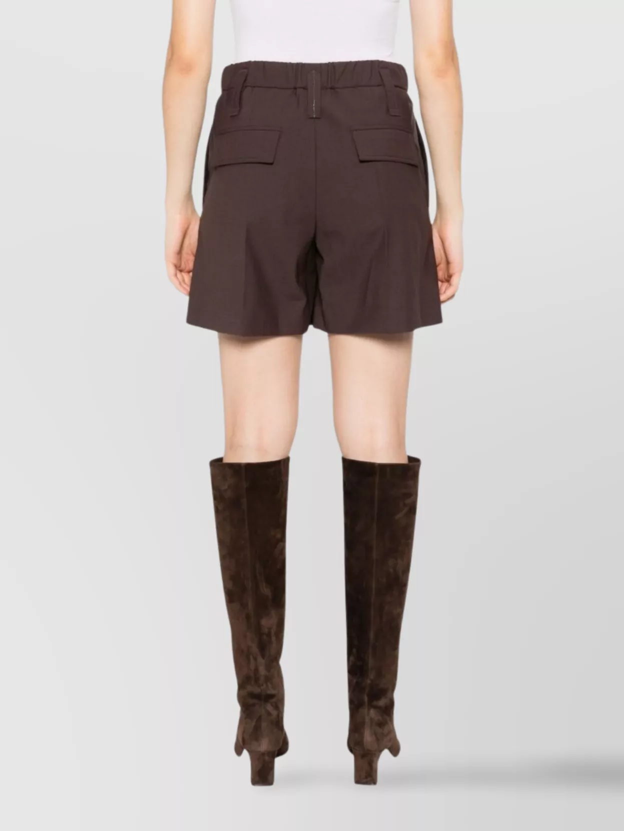 Brunello Cucinelli Wool Blend High Waist Pleated Shorts
