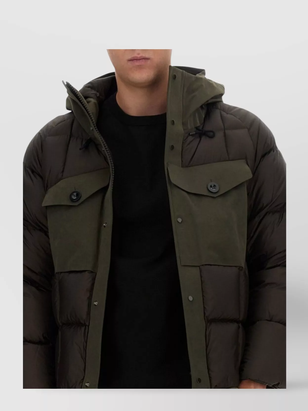 Ten C Jacket Hooded Quilted Pockets Sleeves Fit