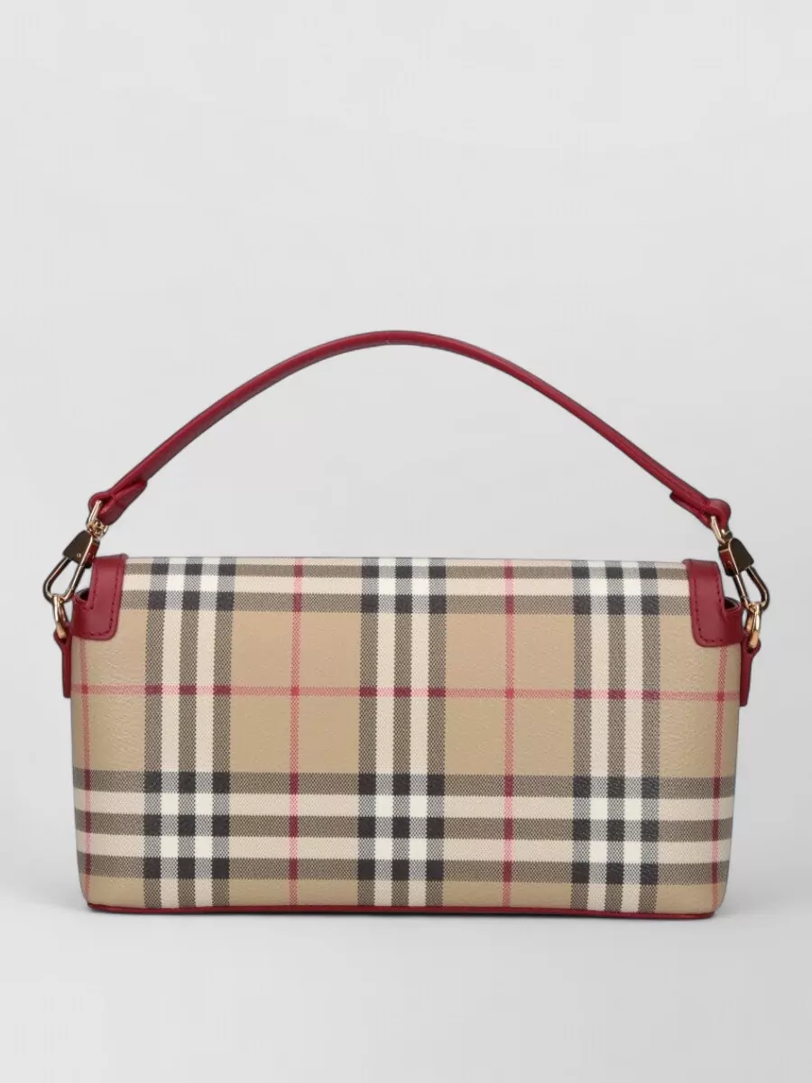 Burberry Plaid Top Handle Crossbody Bag Detachable Strap