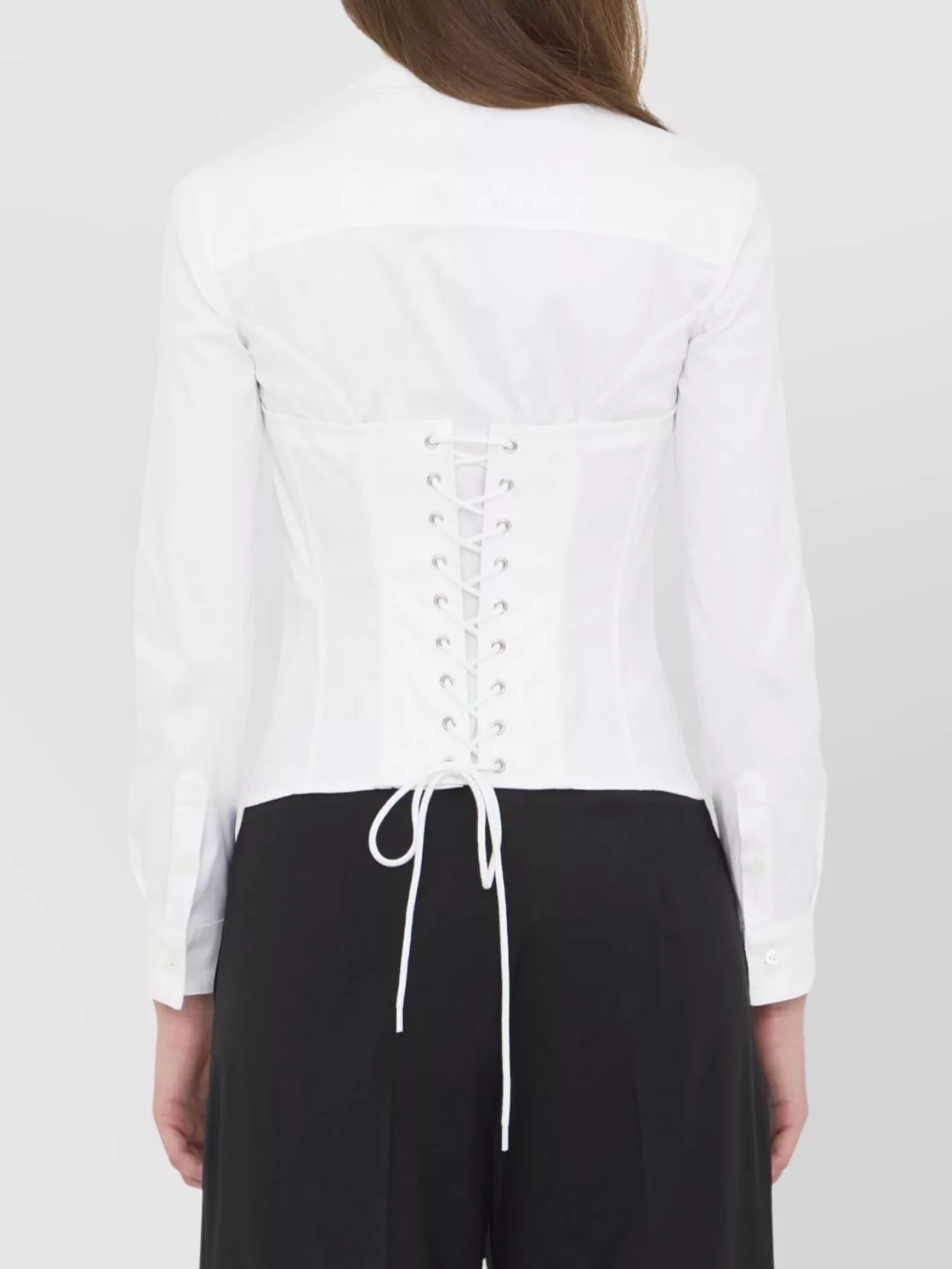 Balenciaga Corseted Stretch Poplin Button-up Shirt In White