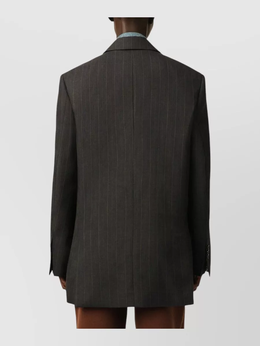 Ami Paris Striped Wool Double-Breasted Blazer
