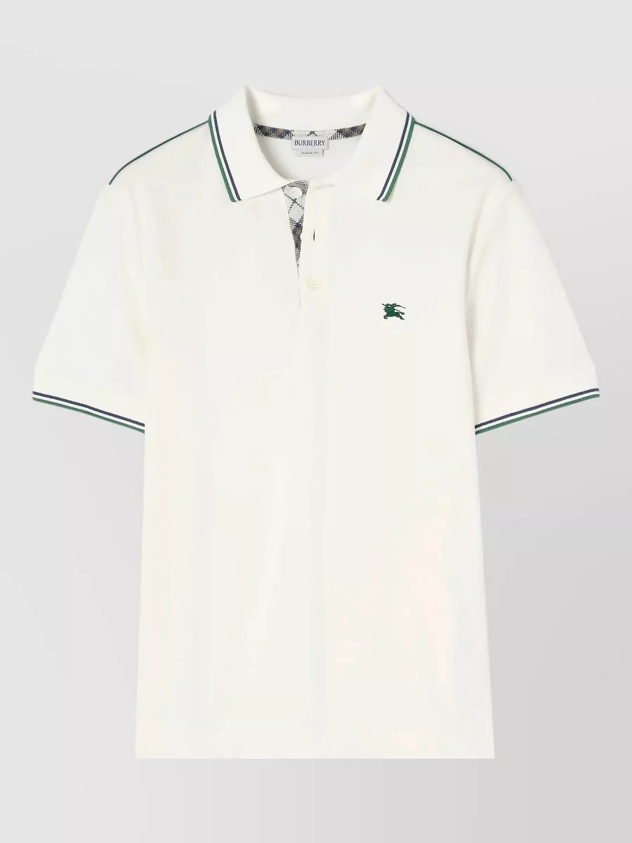 Burberry striped trim short-sleeve polo shirt