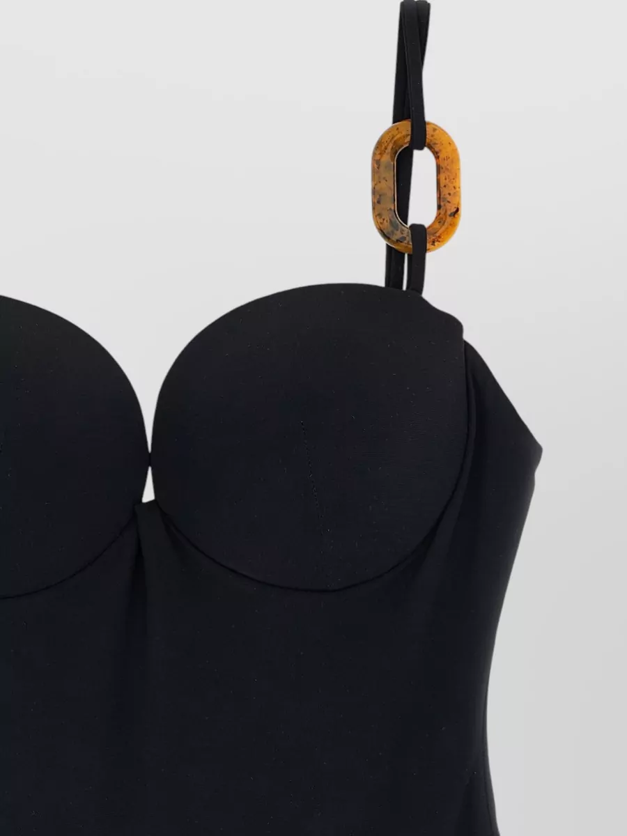 Magda Butrym Re26 Swimsuit Adjustable Straps Tortoiseshell Detail