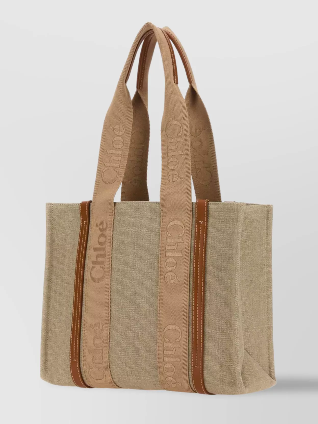 Shop Chloé Linen Shopping Bag Woody