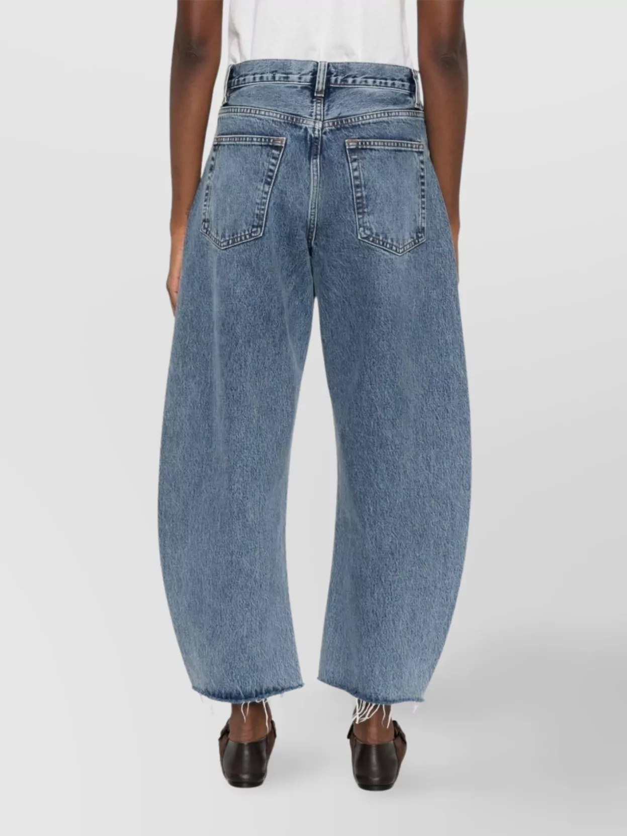 Frame Bubble Crop High Waist Wide-Leg Jeans