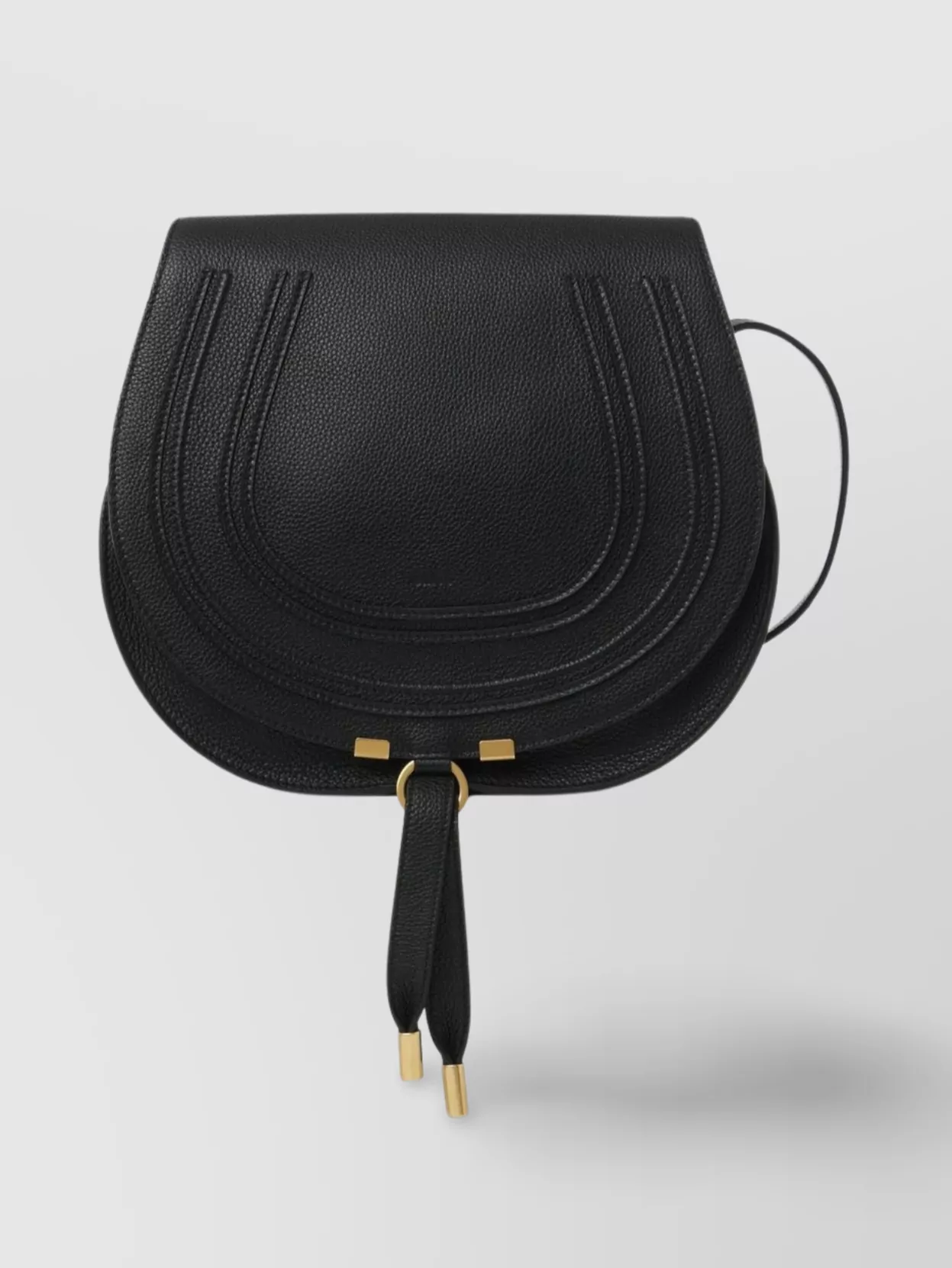 Shop Chloé Marcie Medium Saddle Bag With Adjustable Strap And Tassel Detail In Black