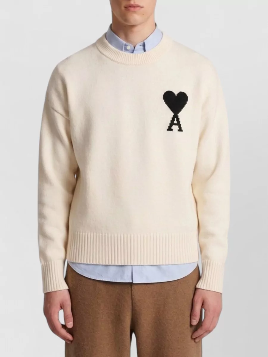 Ami Paris merino wool ribbed crewneck sweater