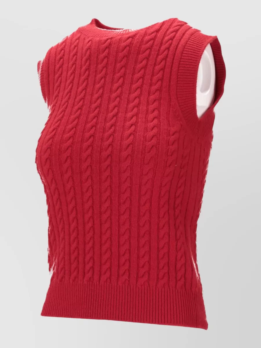 Miu Miu Cashmere Knit Sleeveless Crew Neck Top