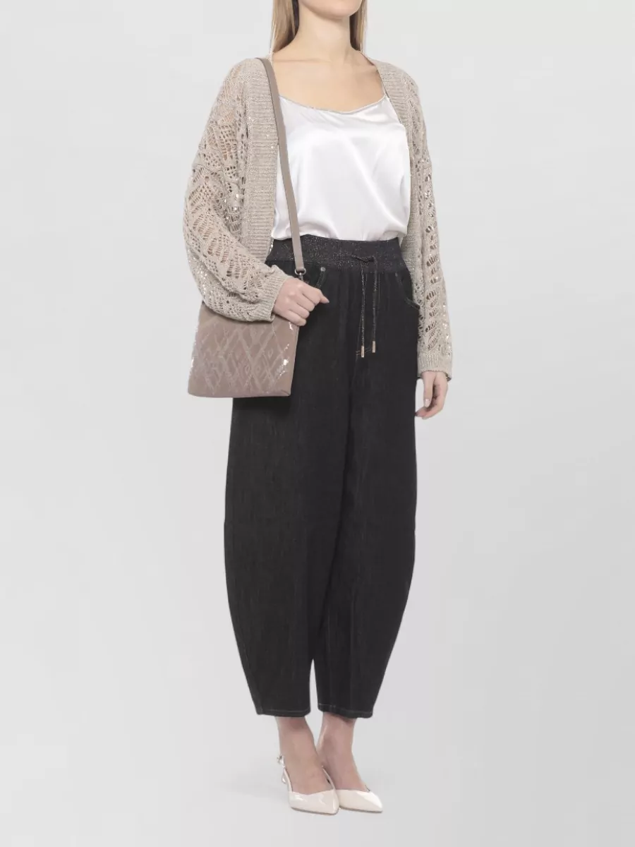 Panicale Leather Pochette Sequin Front Top Handle Strap