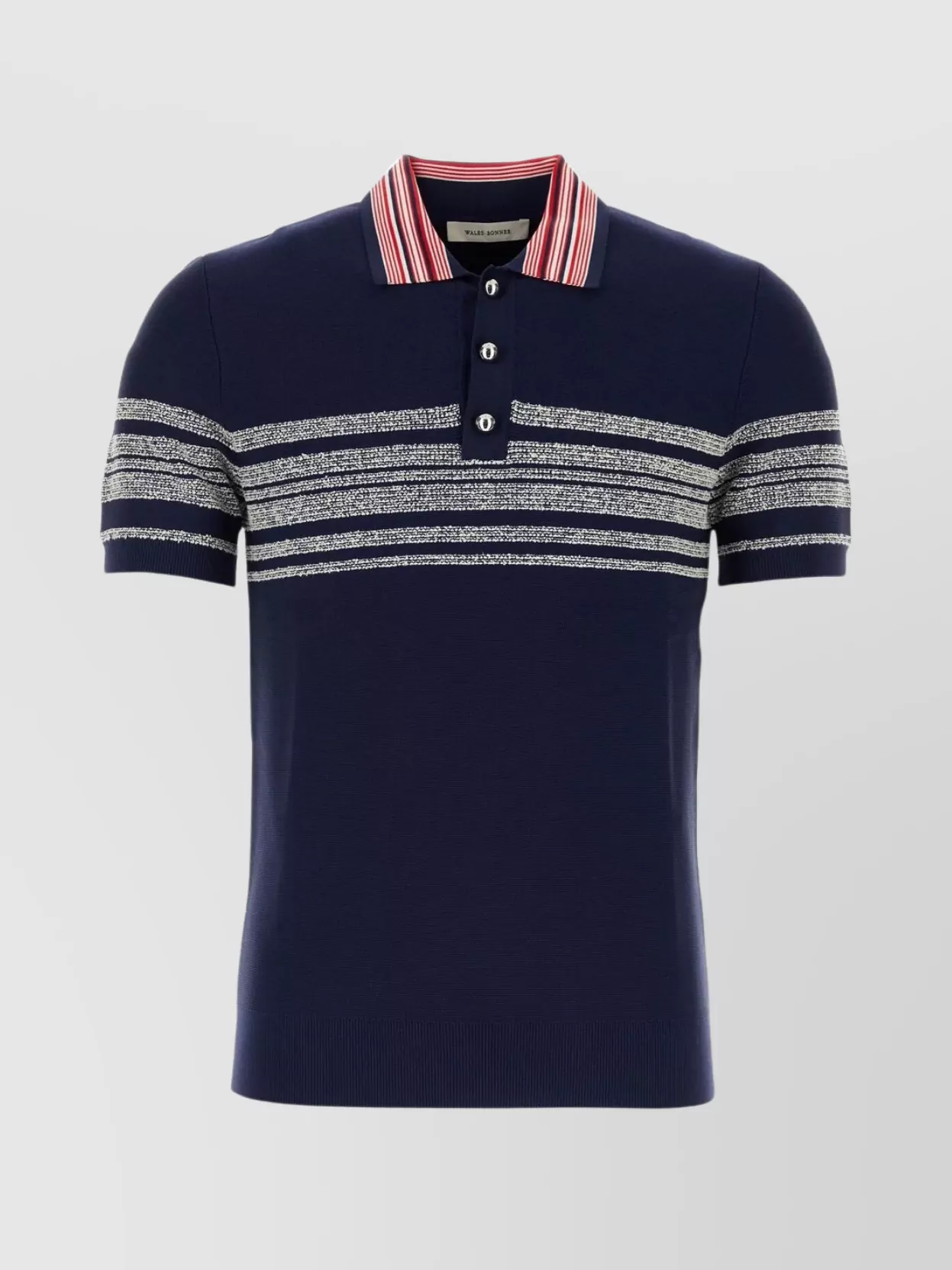 Shop Wales Bonner Dawn Knit Polo Shirt With Striped Embroidery
