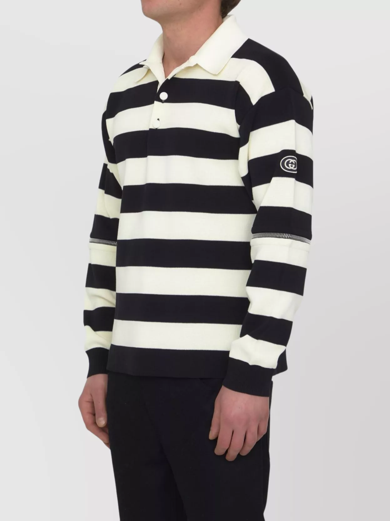 Gucci Removable Sleeves Striped Knit Polo