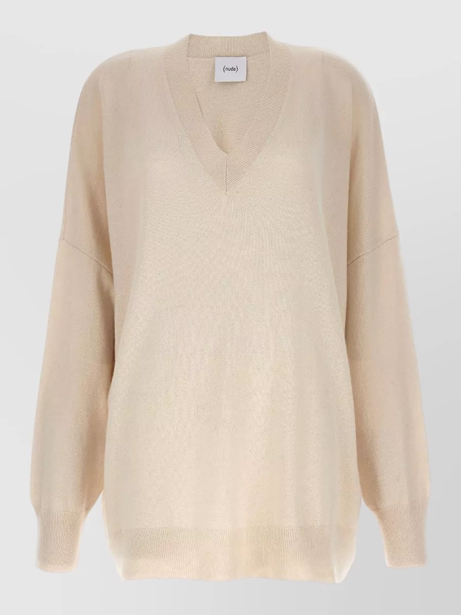 Nude Wool oversized v-neck jumper