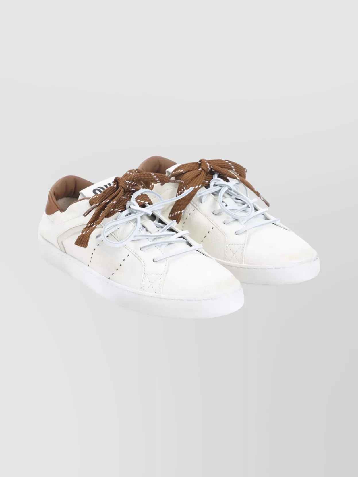 Miu Miu Calf Leather Lace-up Sneakers In Multi