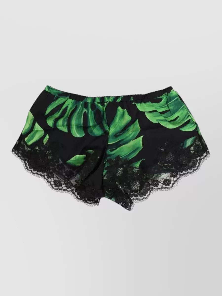 Dolce&Gabbana silk tropical print lace mini shorts
