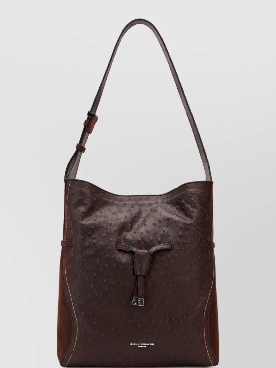Gianni Chiarini leather ostrich-print shoulder bag