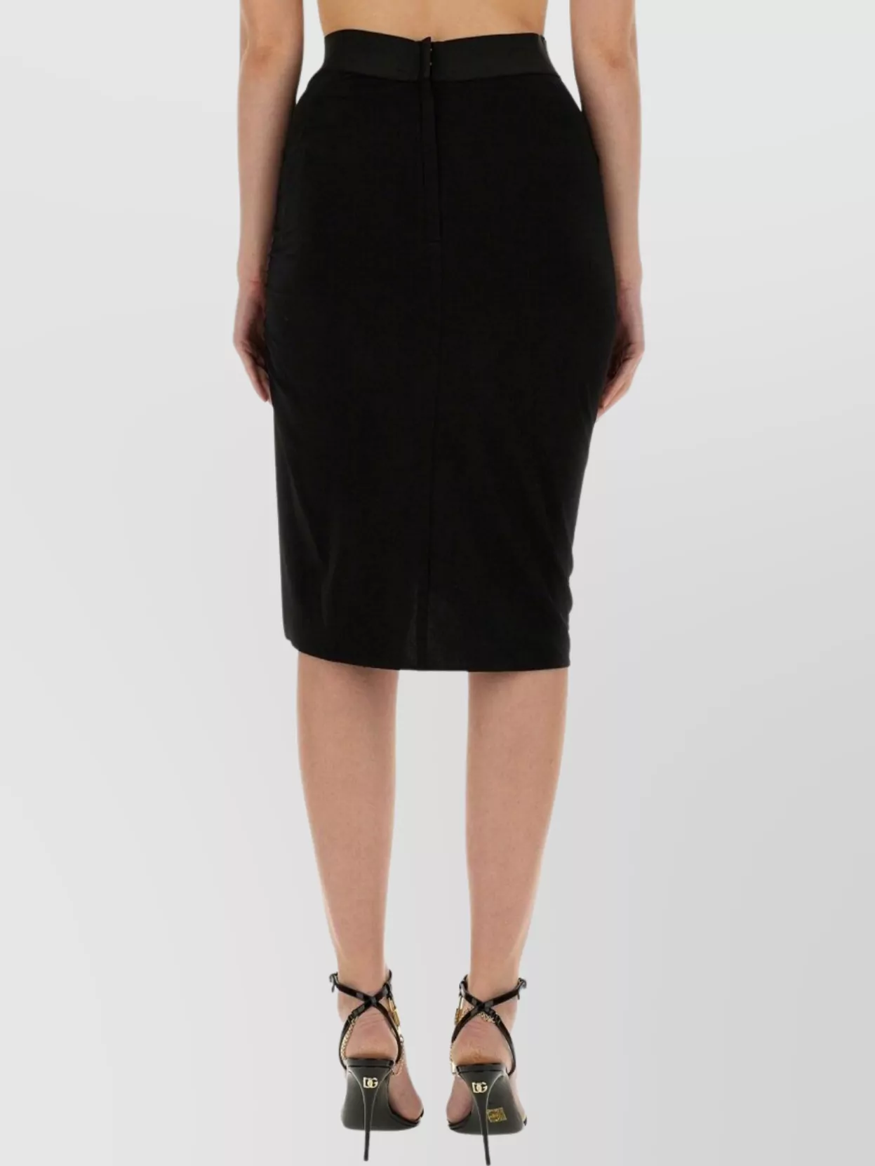 Dolce&Gabbana High Waist Asymmetric Hem Ruched Skirt