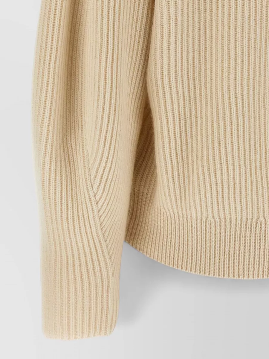 Brunello Cucinelli Cashmere Ribbed V-Neck Shawl Collar Sweater