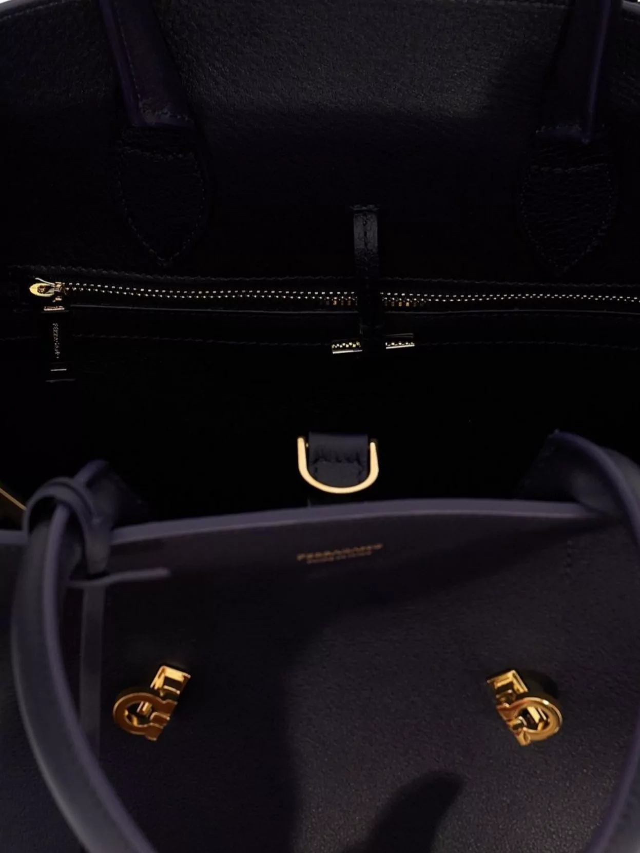 Ferragamo Structured Handbag With Detachable Strap And Top Handles