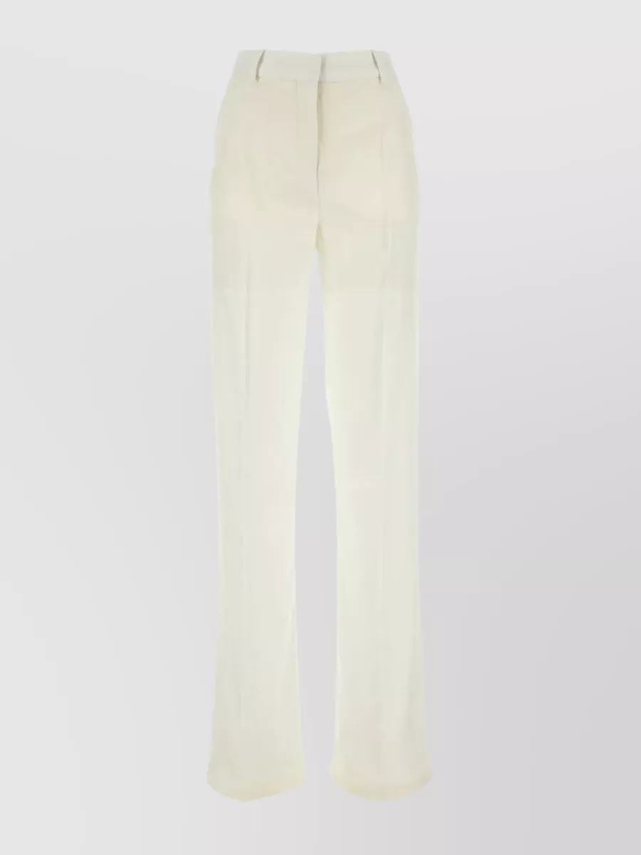 Shop Stella Mccartney Wide-leg Trousers With Belt Loops And Pleats In Cream