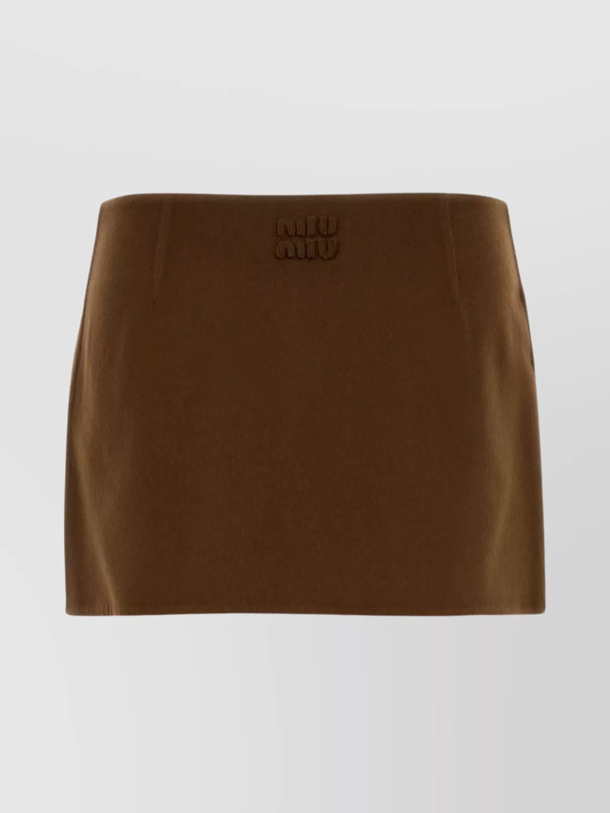 Miu Miu High-waisted Mini Skirt In Wool Blend In Brown