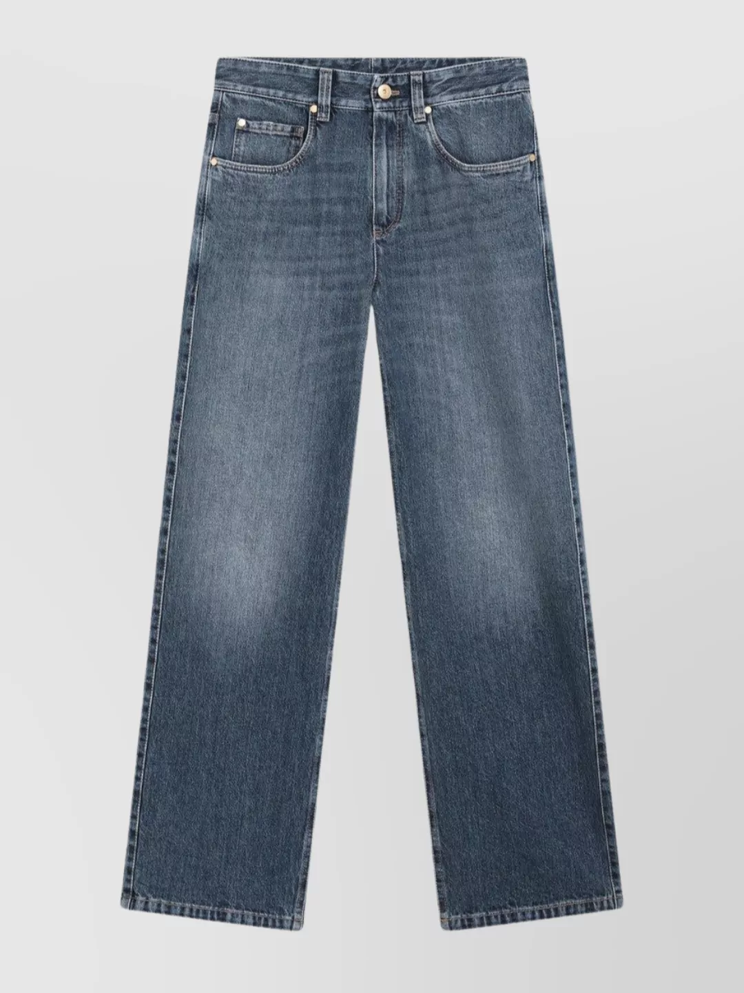 Brunello Cucinelli Loose Denim Pants With Belt Loop Accents In Blue