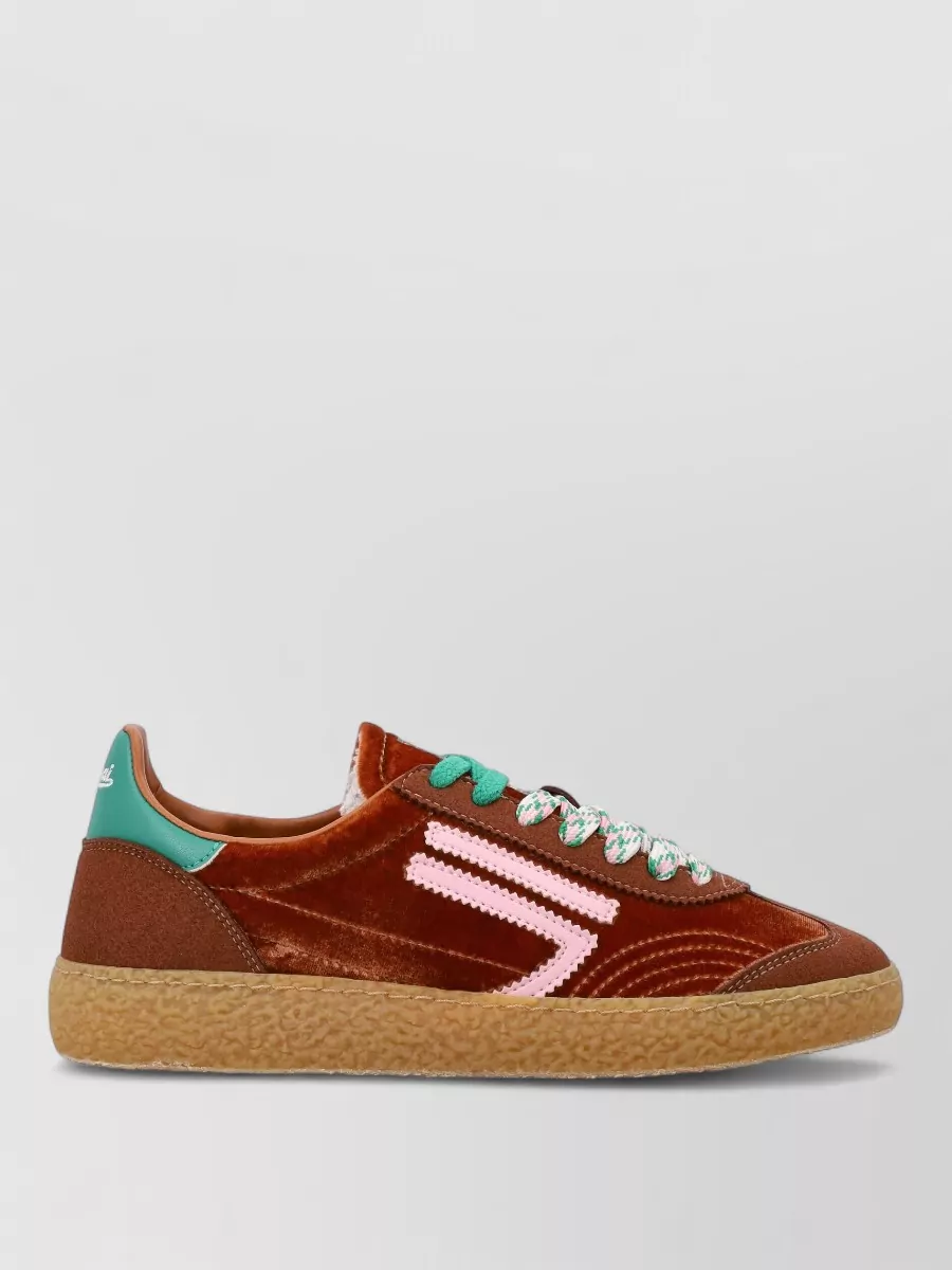 Puraai Velvet Lace-Up Sneakers