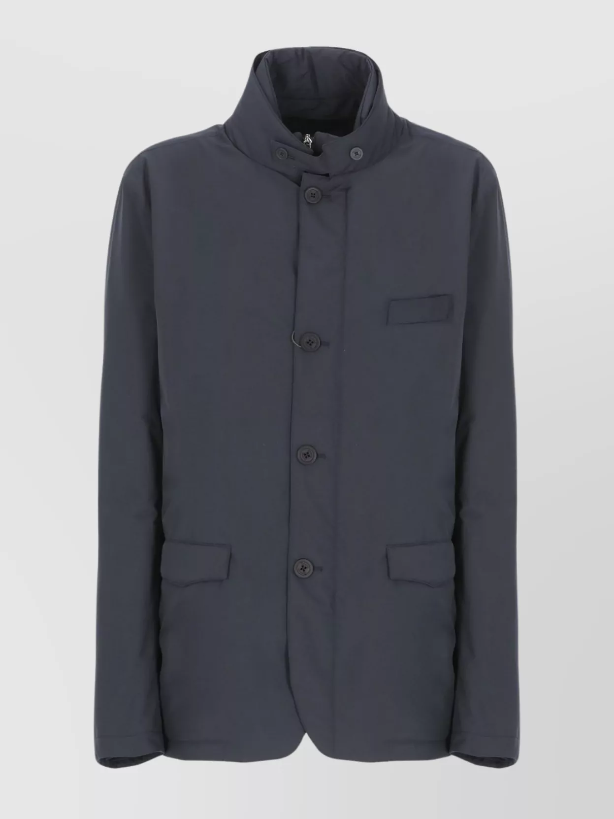 Herno Padded Jacket With High Neck And Pockets In Blue