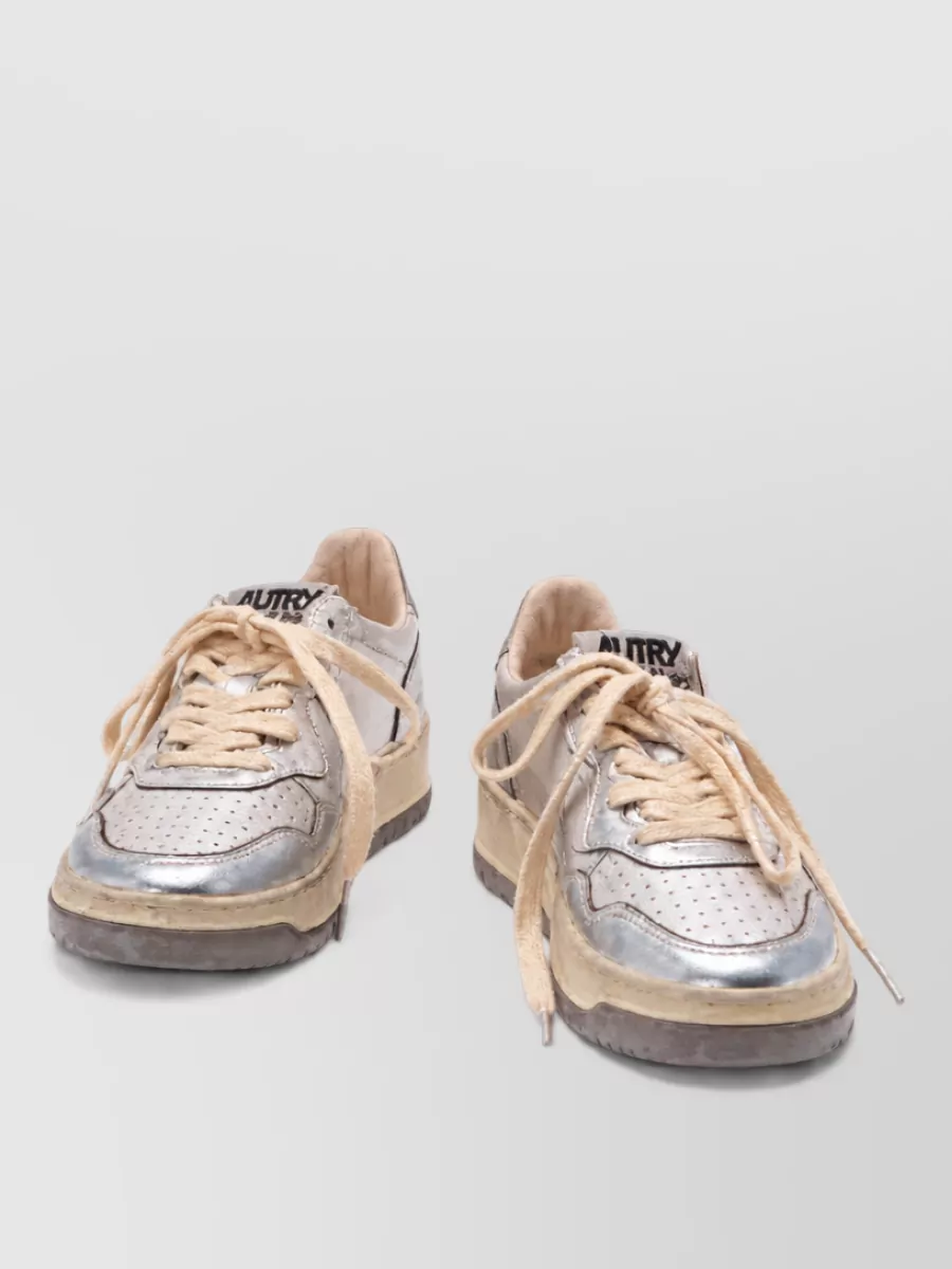 Autry leather perforated lace-up sneakers