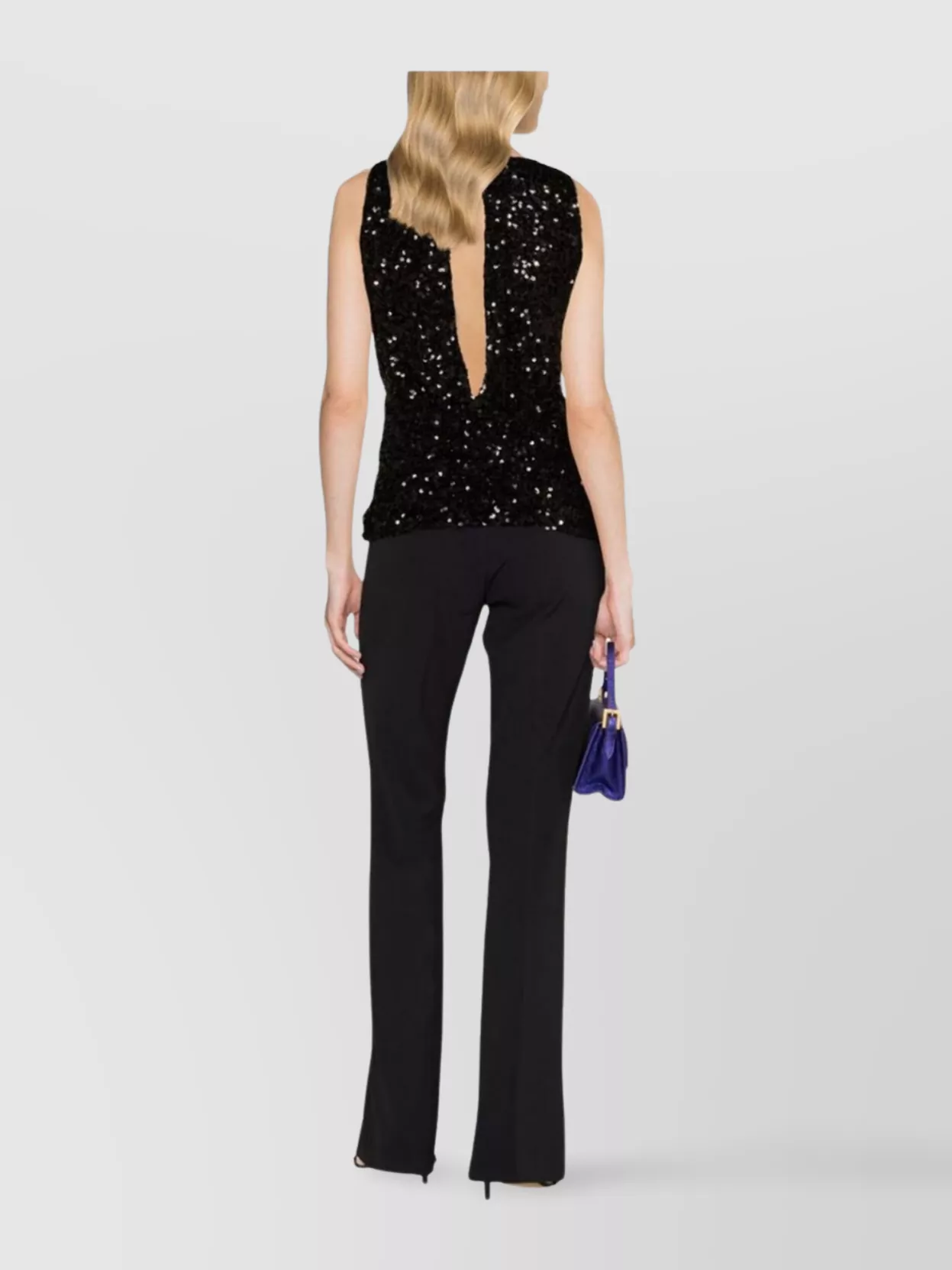 Pinko Wide Leg High Waist Trousers With Back Seam Detail In Black
