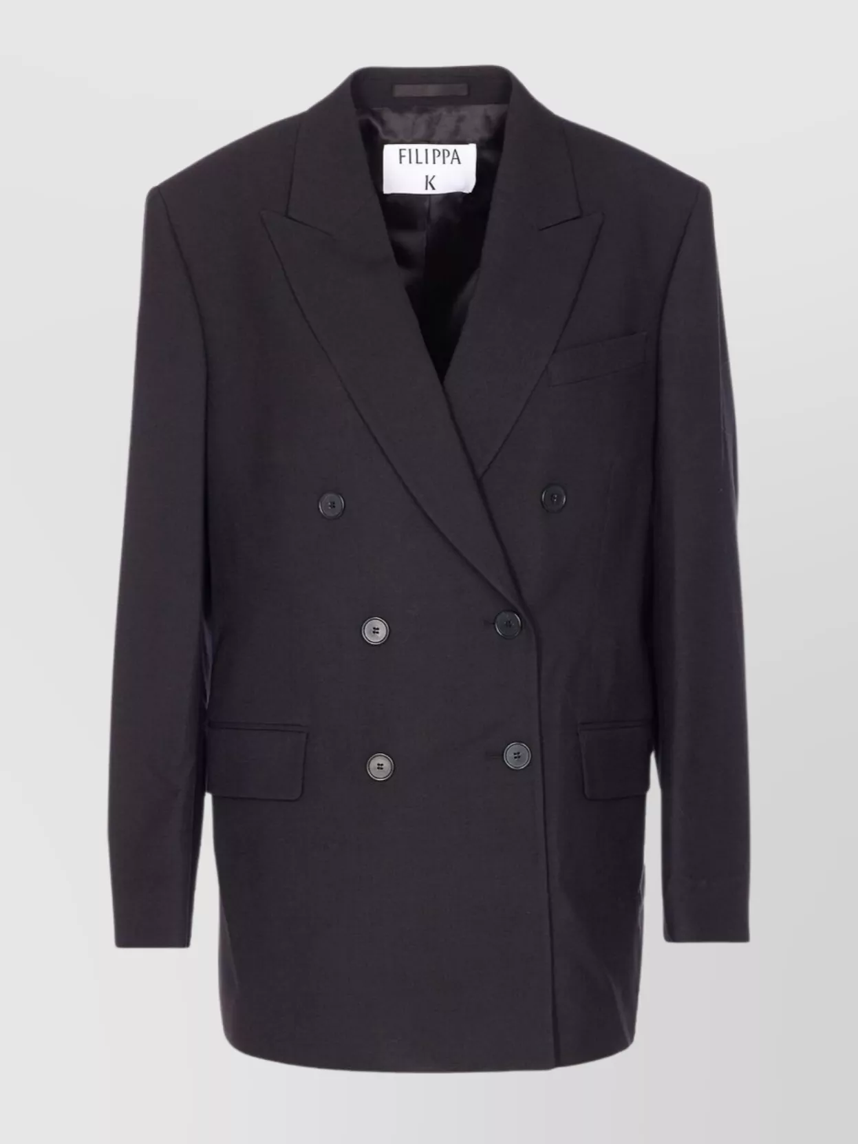 Filippa K V-neck Jacket With Notched Lapels And Back Split In Black