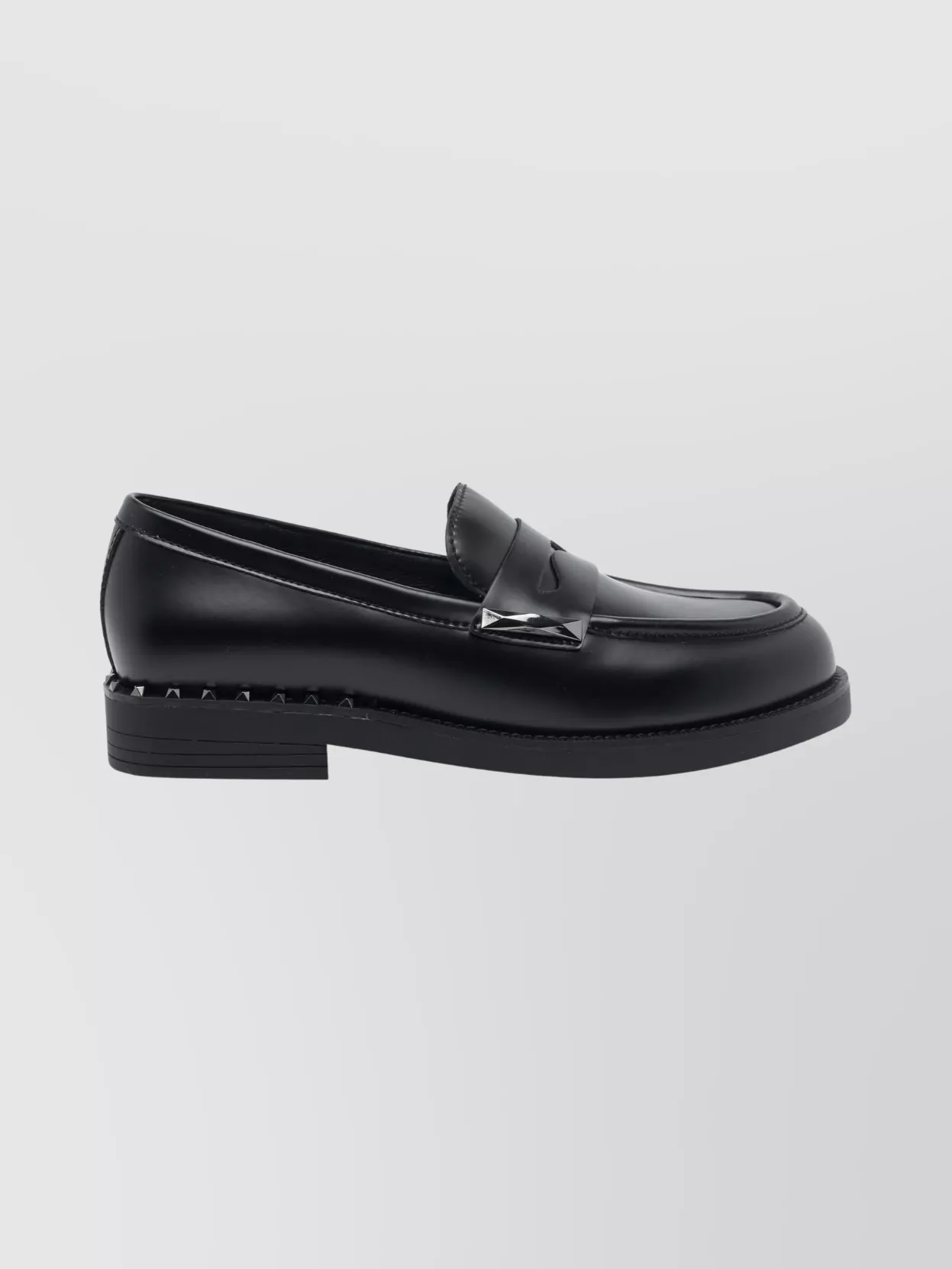 Ash Round Toe Leather Loafers Studded