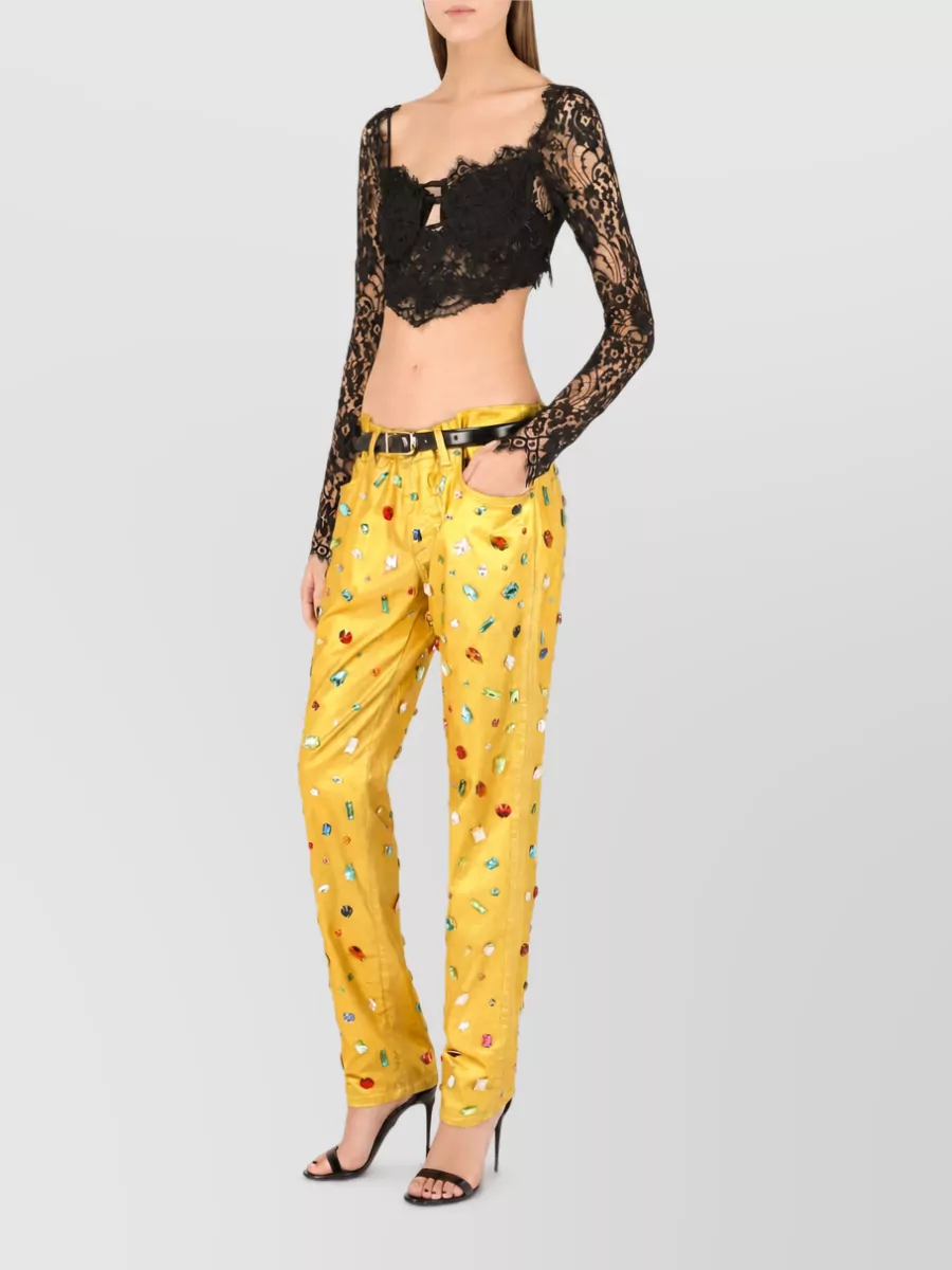 Dolce&Gabbana Lace Cropped Long-Sleeve Corset Top